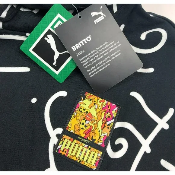 Puma x Romero Britto Art Series AOP Mens Small Black Pullover Hoodie Sweatshirt - Picture 5 of 12